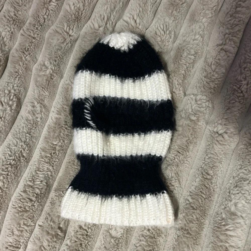 Jaded London Black and White striped Balaclava